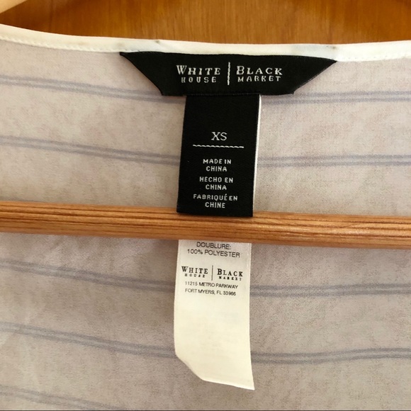 WHBM | Navy Striped Flowy Blouse - Picture 2 of 7